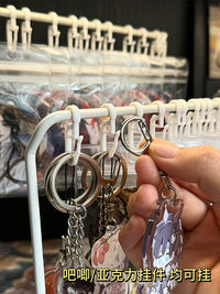 Wall-Mounted Display Rack for Badges, Keychains, and Standees with S-Hooks and Storage Bags