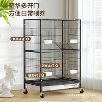 Multi-Tier Metal Bird Cage for Peony, Pearl, and Finch Birds, Large Breeding Aviary with Roof