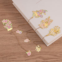 Hollow Carved Brass Flower Bookmark with Tassel, Chinese Style