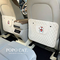 Cartoon Car Backseat Kick Mat Protector with Storage Pockets, PU Leather Anti-Dirty Pad for Kids