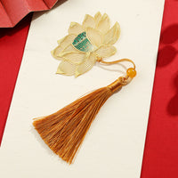 Creative Metal Painted Bookmark Chinese Style Leaf Brass Tassel Retro Student Gift Stationery