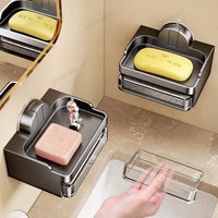 Suction Cup Soap Dish Wall Mounted Drain Rack for Bathroom Shower