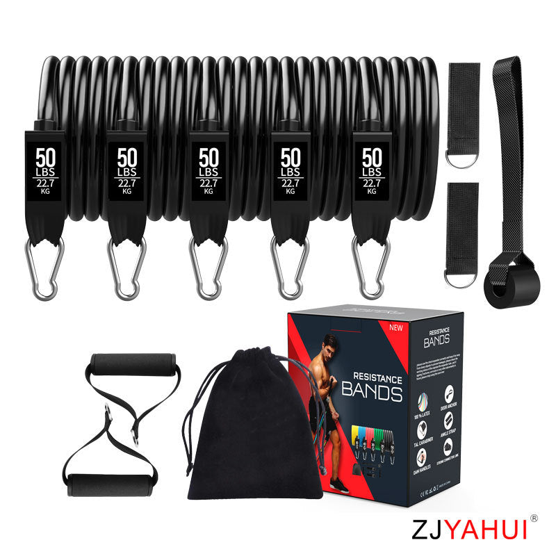 Resistance Band Set with Handles, Door Anchor, Ankle Straps - 11 Piece Home Gym Workout Kit