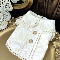 Pet Cat Dog French Shirt Summer Thin Small Dog Lapel Printed Clothes Cat Embroidery Dress