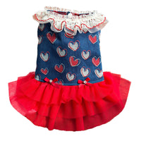 Pet Denim Cherry Harness Dress for Small to Medium Dogs and Cats