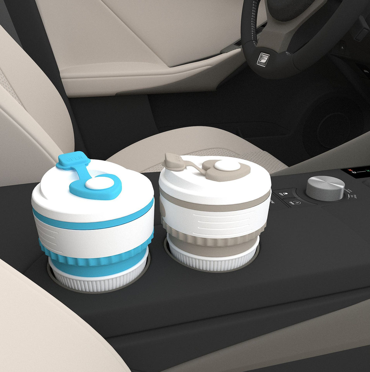 Portable Collapsible Silicone Coffee Cup with Lid - Travel Mug for Hot and Cold Beverages
