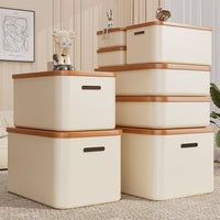 Desktop Storage Box with Lid, Large Capacity Plastic Organizer for Sundries, Toys, Snacks