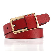 Women's Genuine Leather Thin Belt with Pin Buckle for Dresses and Pants
