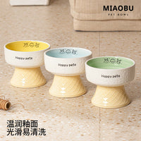 MIAOBU Elevated Ceramic Pet Bowl for Cats and Small Dogs, Tilted Food and Water Dish