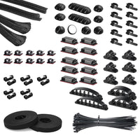 Cable Management Organizer Kit with Silicone Cable Clips and Ties for Desk Organization