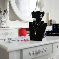 Black Velvet Mannequin Necklace Display Stand for Jewelry Exhibition