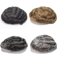 Men's 8x10 inch 0.06-0.08mm PU Base Human Hair Toupee