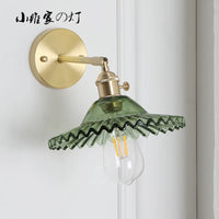 Japanese Retro Brass Glass Wall Lamp Modern Nordic Bedside Corridor Sconce Minimalist Bathroom Mirror Front Light