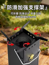 Portable Folding Rocket Stove for Outdoor Camping and Cooking, Smokeless Wood Burning Stove