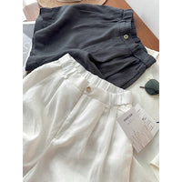 Women's High-Waisted Linen Blend Casual Loose Straight Shorts