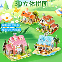 3D Puzzle Villa Model Building Kit for Kids, DIY Cardboard Pet House Educational Toy