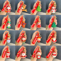 Christmas Santa Snowman Reindeer Keychain Pendant for Car Keys and Bags