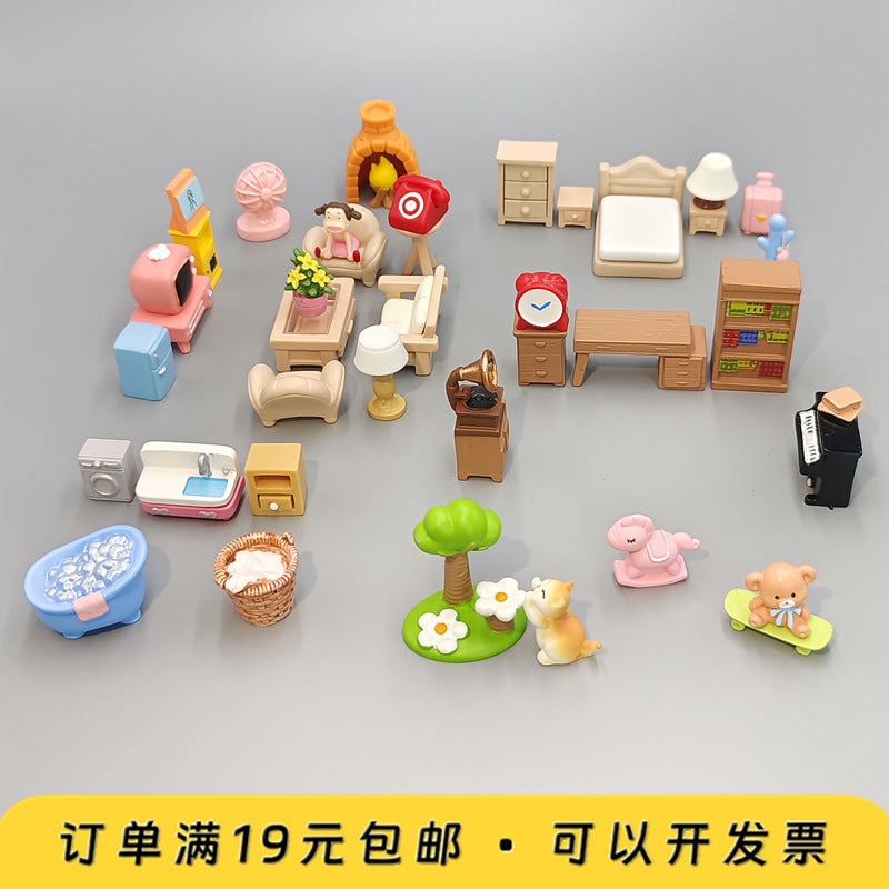 Miniature Dollhouse Furniture & Appliance Set for Micro Landscape Decor