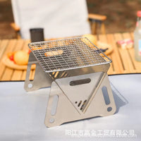 Portable Stainless Steel Folding BBQ Grill for Outdoor Camping and Picnics, Mini Detachable Charcoal Grill