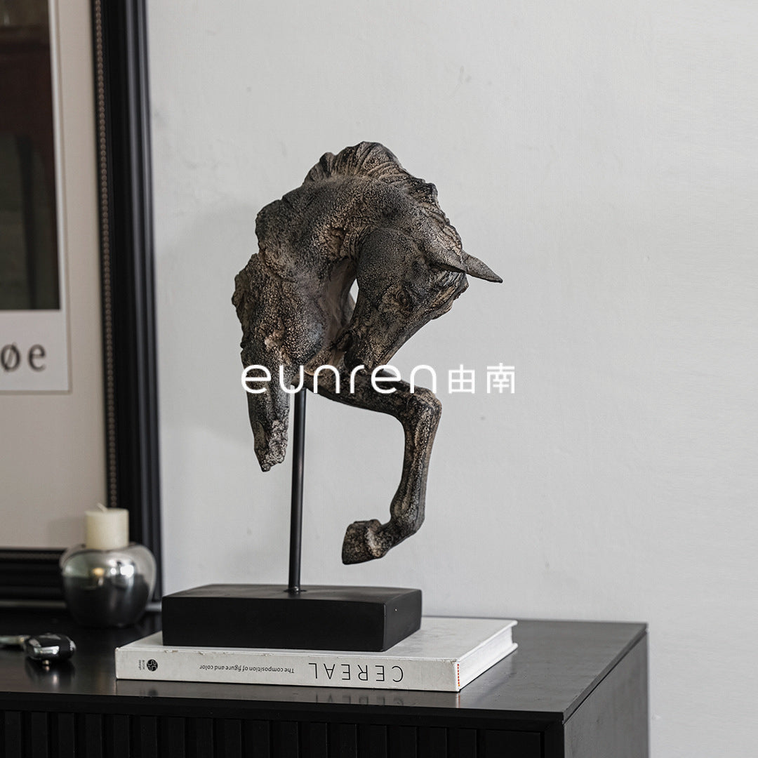 Wabi-Sabi Abstract Horse Sculpture Modern Creative Ornament for Home Decor