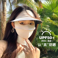 UV Protection Sun Visor Face Mask for Women, Breathable Full Face Cover with Brim