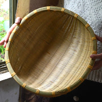 Handwoven Bamboo Sieve Basket for Rice Washing, Fruit, and Storage