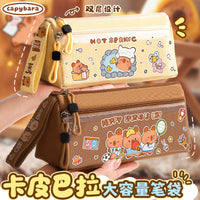 Capybara Cartoon Pencil Case Large Capacity Stationery Pouch for Students