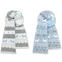 Winter Fair Isle Cat Dog Reversible Jacquard Knit Scarf for Women, Thick Warm Long