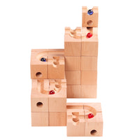 Wooden Marble Run Building Blocks Set for Kids