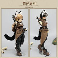 BJD Rainbow Cat Ears and Tail Set for 1/3 1/4 1/6 OB11 MDD Dolls