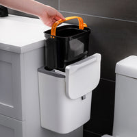 Wall-Mounted Bathroom Trash Can with Lid - Large Capacity Kitchen Waste Bin