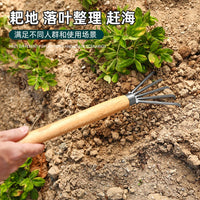Stainless Steel Garden Rake with Long Oak Handle for Loosening Soil