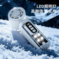 Portable USB Rechargeable Handheld Fan with Digital Display, Ice Compress Cooling, and Night Light