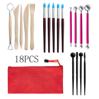 18-Piece Pottery & Clay Sculpting Tool Set with Silicone Pens for DIY Crafting