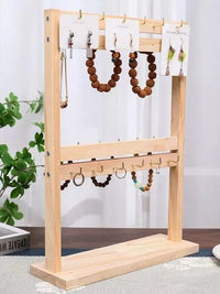 Solid Wood Jewelry Display Stand for Bracelets, Bangles, and Watches - Nordic Style Organizer