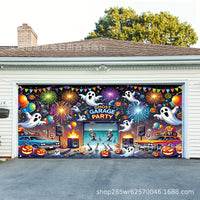 Ghost Skeleton Dance Halloween Garage Door Banner Polyester Festival Outdoor Decoration for Home Yard
