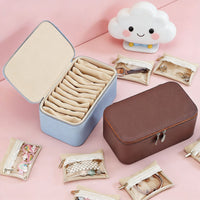 Large Rectangular Jewelry Organizer Box with Portable Pouches, Waterproof Leather Finish, Compartments for Necklaces and Earrings