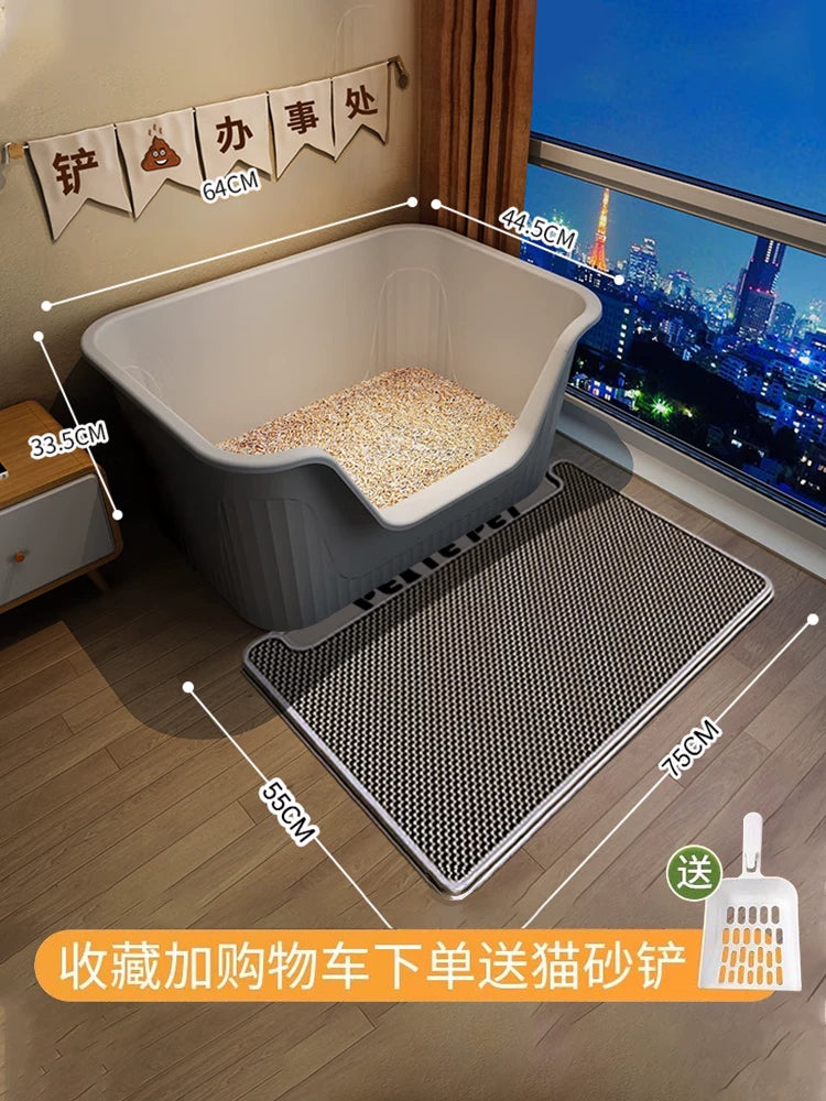 Extra Large Open Top Cat Litter Box with Anti-Splash Design for Maine Coon Ragdoll Cats