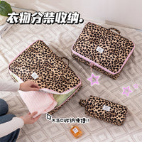 Leopard Print Travel Organizer Bags for Underwear, Cosmetics, and Toiletries - Waterproof Luggage Packing Cubes