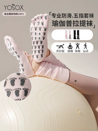 Anti-Slip Yoga Pilates Toe Socks for Women, Professional Fitness Grip Socks