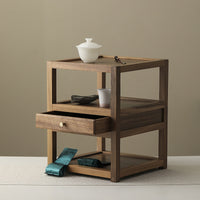 Walnut Wood Storage Shelf with Drawer for Tea Cups Coffee Mugs Kitchen Organizer Blind Box Figure Display Rack Solid Wood Shelf