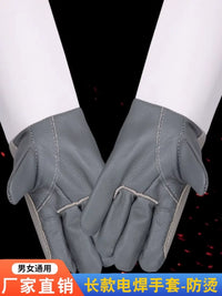Long Leather Welding Gloves Heat Resistant Industrial Safety Work Gloves