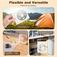 Portable USB Rechargeable Desk Fan with Wall Mount for Home, Office, and Outdoor Use