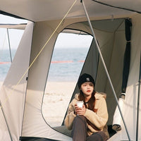 Large Double-Layer Blackout Camping Tent with Two Rooms and One Hall for Family Outdoor Activities