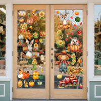 Thanksgiving Autumn Window Clings Scarecrow Pumpkin Static Decals for Glass Decor