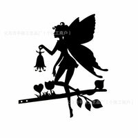 Fairy Garden Metal Silhouette Sculpture for Outdoor Yard Decor
