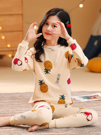 Kids' Cotton Thermal Underwear Set for Boys and Girls, Mid-Neck Pajamas, Loungewear