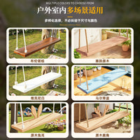 Outdoor Anti-Corrosion Wood Swing for Patio Garden Indoor Kids Home Balcony Solid Wood Hemp Rope Hanging Chair