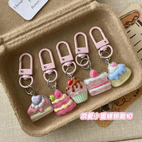 Transparent Fruit Cake Dessert Keychain for Bags and Keys
