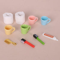 Miniature Dollhouse Bathroom Accessories Set - Toothbrush, Toothpaste, Bath Ball & Toiletries